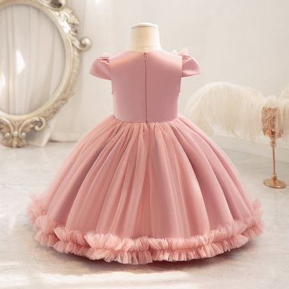 Pleated Tulle and Pearls Children's Party Dress