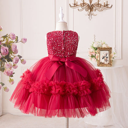 Tulle Children's Party Dress with Lanequin Bow