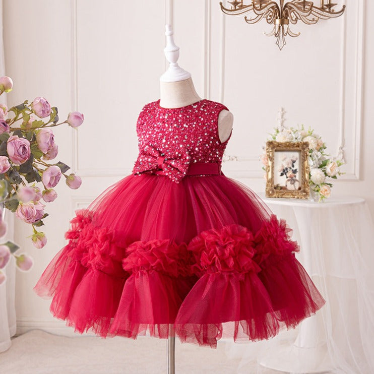 Tulle Children's Party Dress with Lanequin Bow