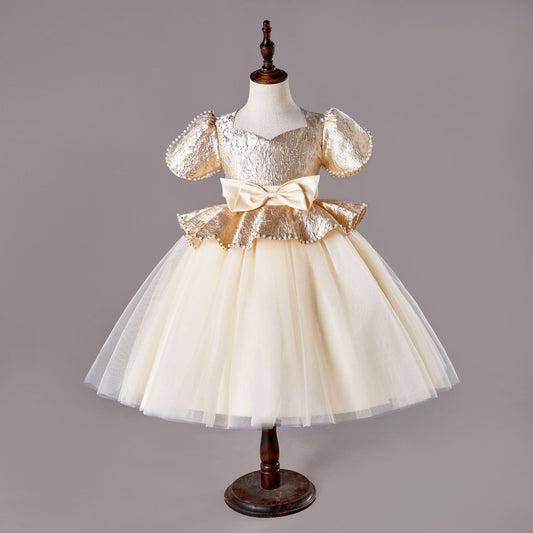 Gold Lace Children's Party Dress