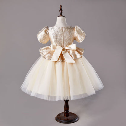 Gold Lace Children's Party Dress