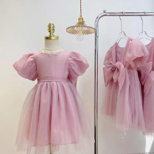 Children's Pink Tulle Lace Dress