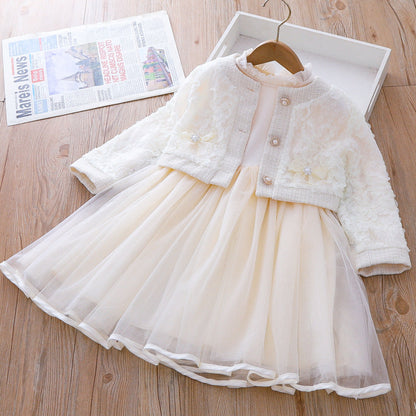 Children's Tulle Dress + Button Cardigan