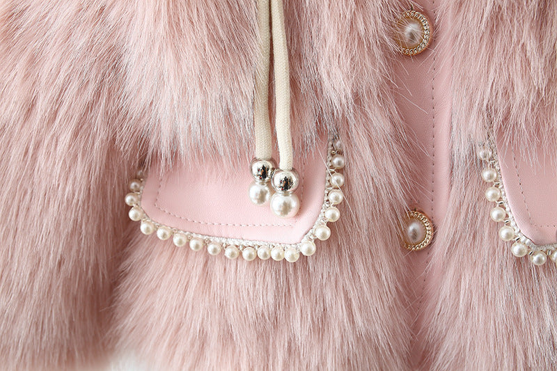 Women's Children's Coat Fur and Pearls