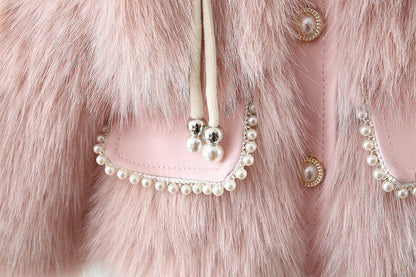 Women's Children's Coat Fur and Pearls