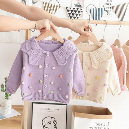 Children's Polka Dot Collar Cardigan