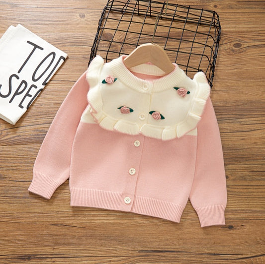 Children's Floral Collar Cardigan