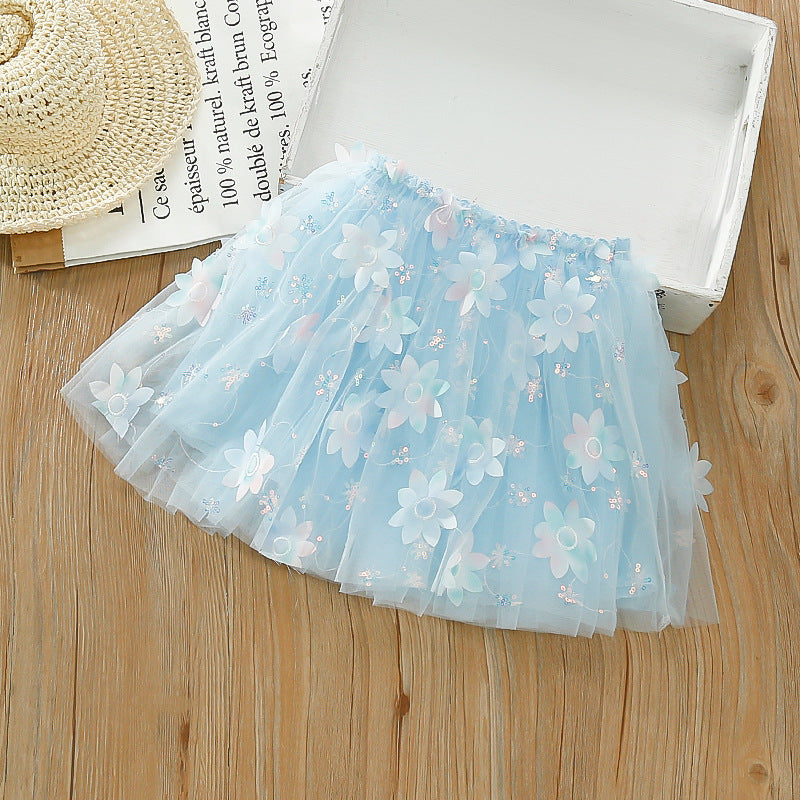 Tulle skirt with flowers