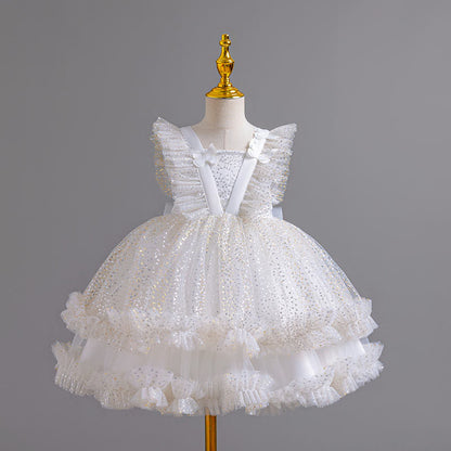 Shiny Tulle Butterfly Party Dress