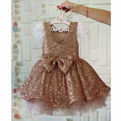 Sequins and Feathers Party Dress