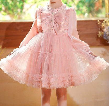 Children's Dress Tulle Lace Pearls