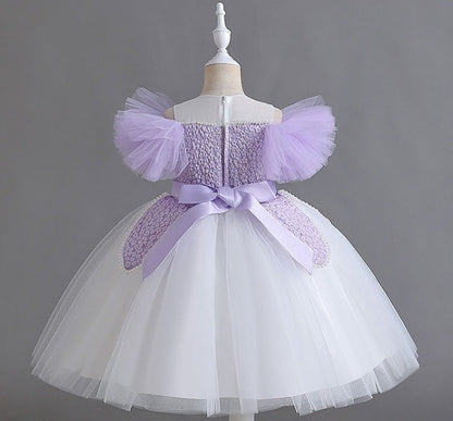 Puffy and Flower Children's Party Dress