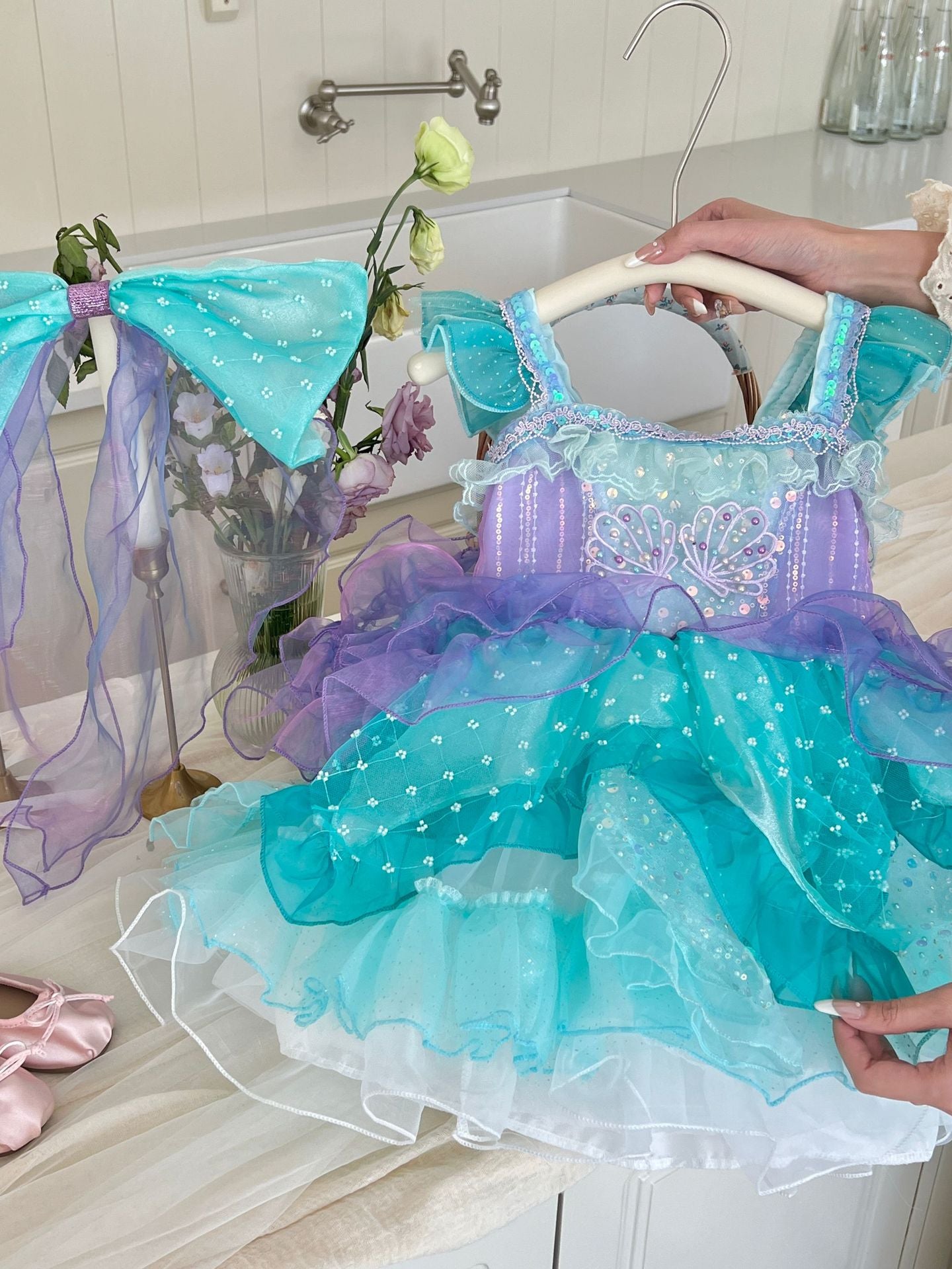 Children's Dress with Mermaid Bow