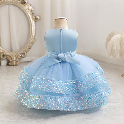 Shiny Bowknot Children's Party Dress