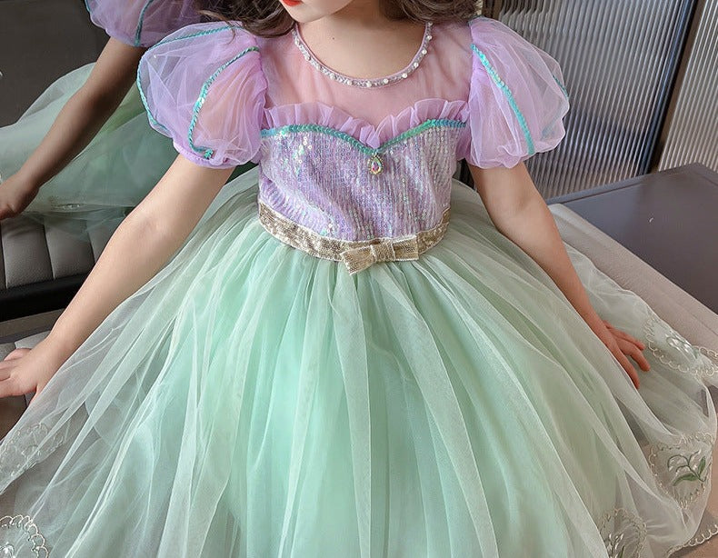 Shiny Tulle and Pearls Children's Party Dress