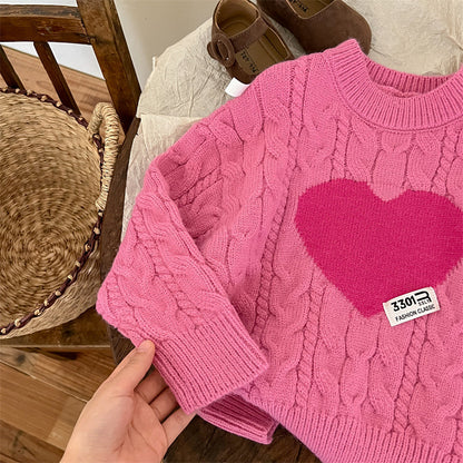 Children's Knitting Pink Heart