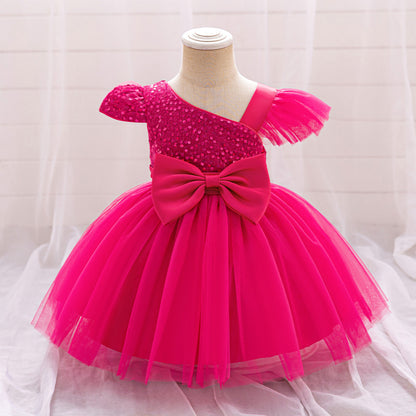 Children's Party Dress Rhinestone Bow