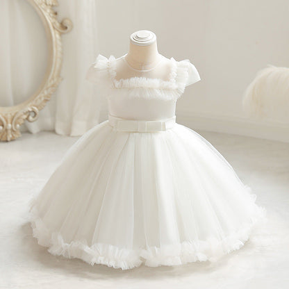 Pleated Tulle and Pearls Children's Party Dress