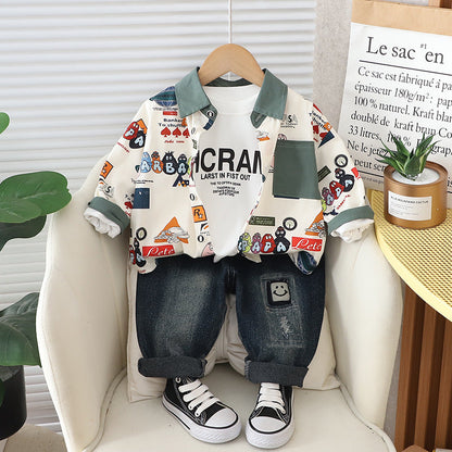 Men's Children's Set 3 Pieces Shirt and Jeans