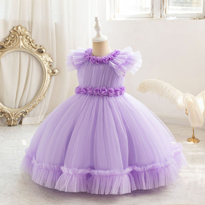 Children's Party Dress Tulle Flowers