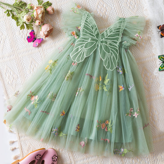 Children's Dress Tulle Floral Wing