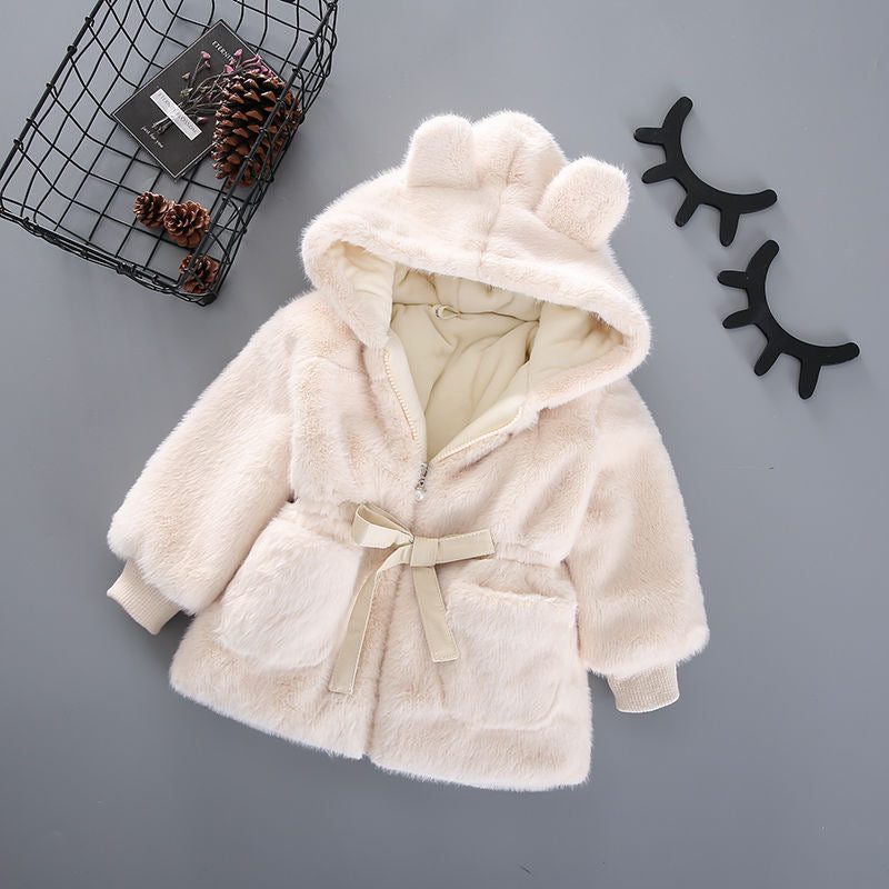 Children's Women's Plush Bow Coat