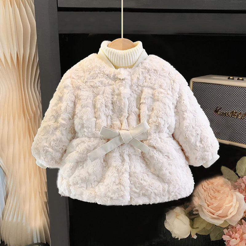 Children's Women's Plush Bow Coat