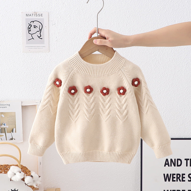 Children's Cardigan Knitted Flowers