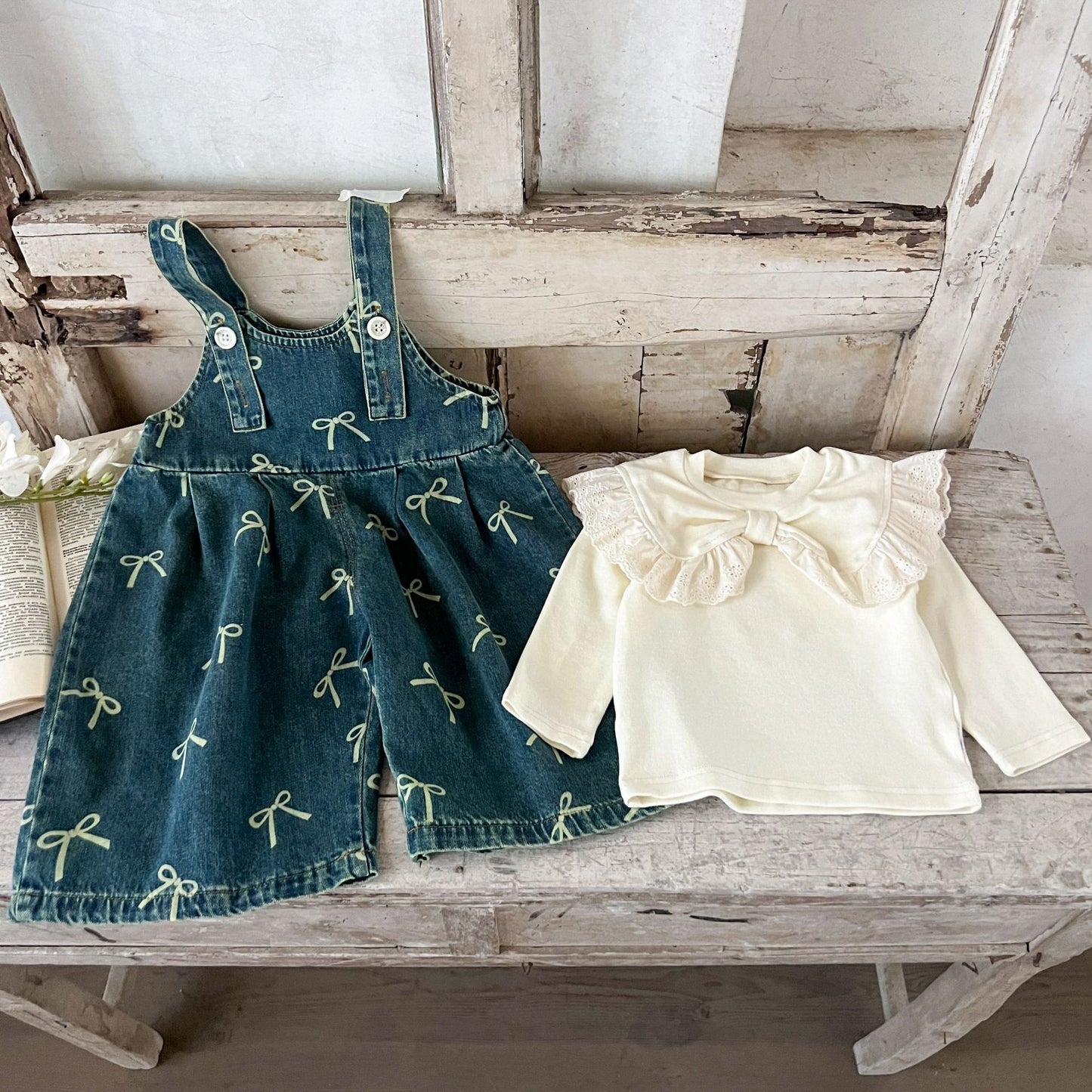 Children's Overalls Jeans Bows