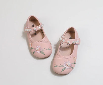 Girls' Infant Ballet Flat Shoes with Little Flowers and Pearls