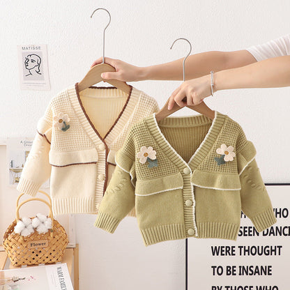 Children's Cardigan Knitted Flowers