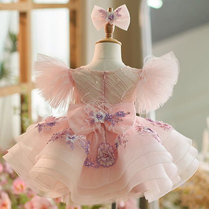 Pink Flowers Children's Party Dress