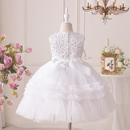 Tulle Children's Party Dress with Lanequin Bow