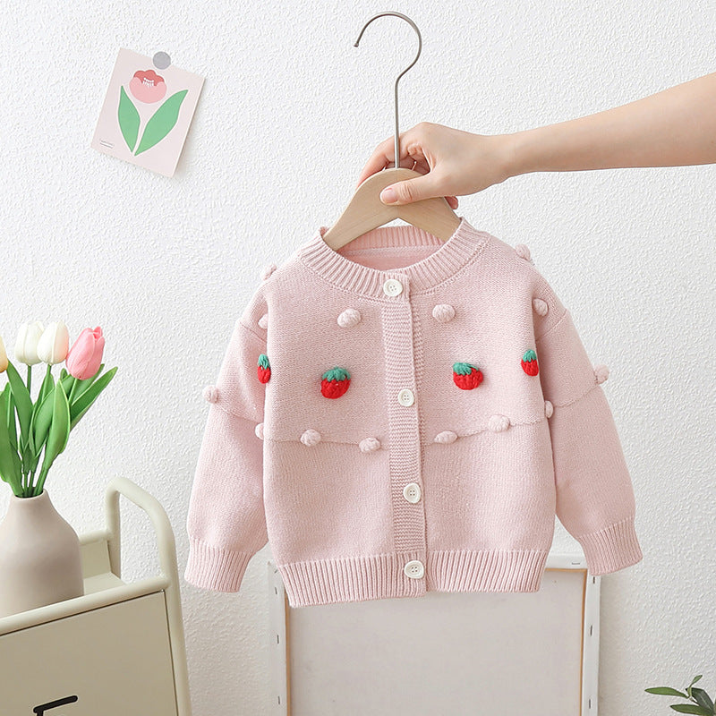 Strawberries and Polka Dots Children's Cardigan