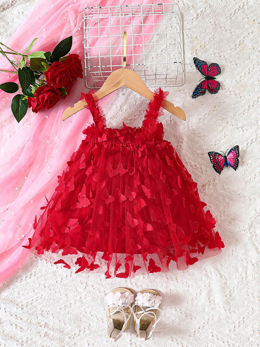 Red Infant Dress Butterflies