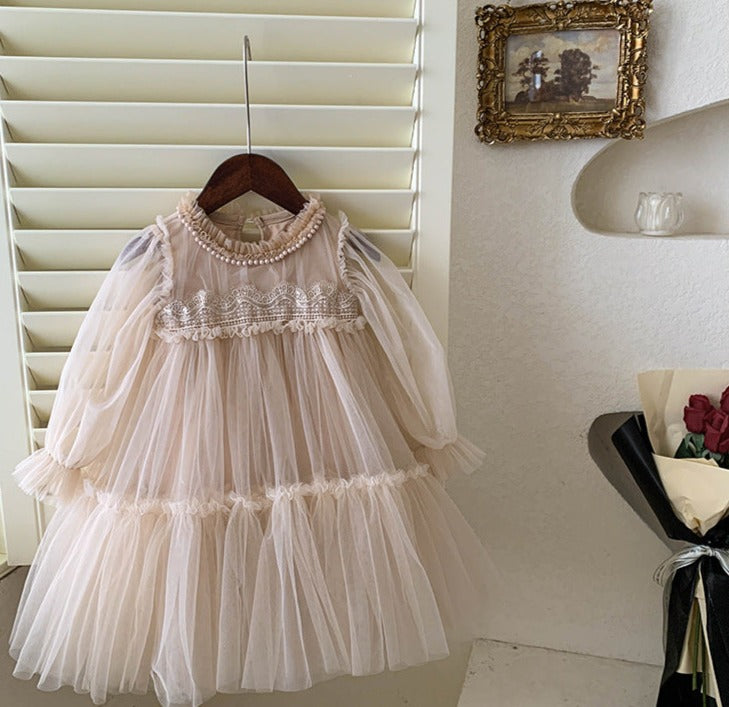 Children's Tulle Lace and Pearls Dress