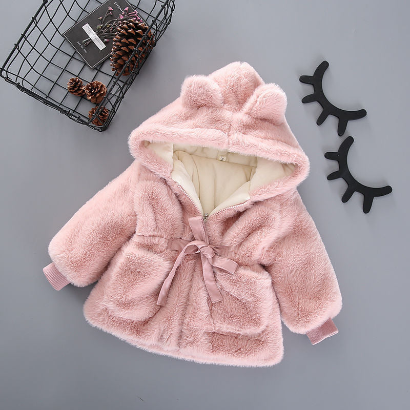 Children's Women's Plush Bow Coat