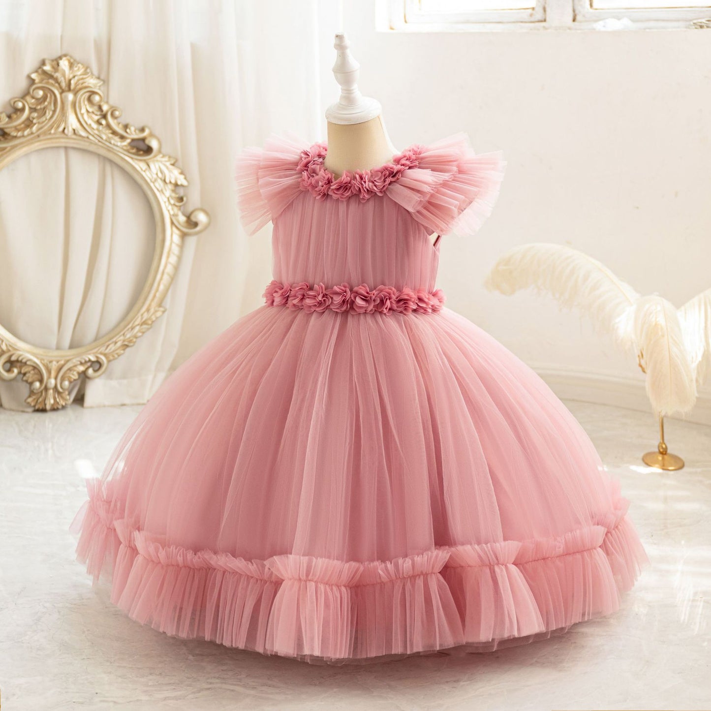 Children's Party Dress Tulle Flowers