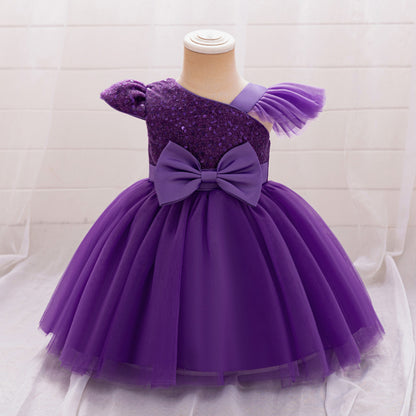 Children's Party Dress Rhinestone Bow