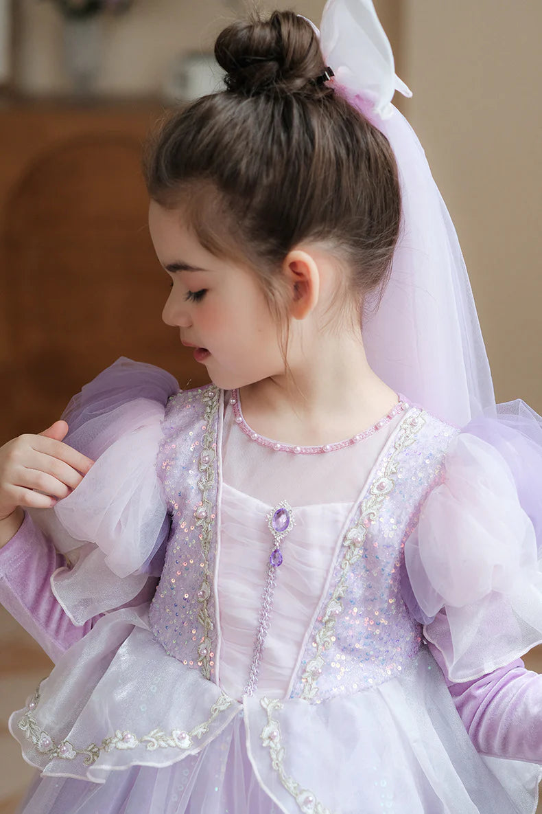 Princess Long Sleeve Shiny Children's Dress