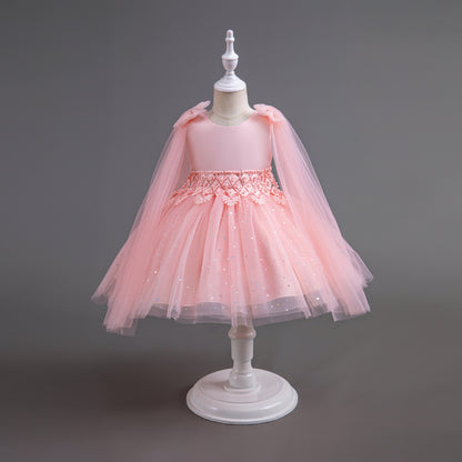 Children's Party Dress Shiny Tulle Bows