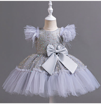 Shiny Bowknot Children's Party Dress