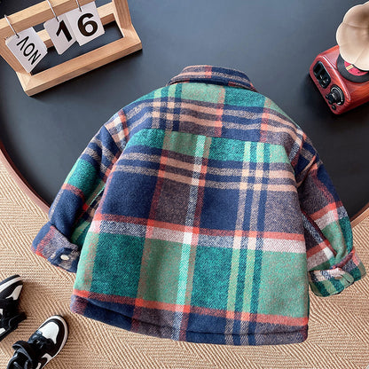 Women's Children's Checkered Jacket with Little Buttons