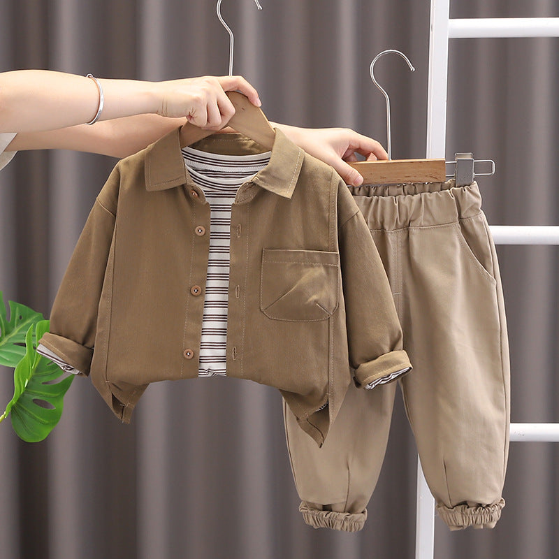 Children's 3-Piece Set with Pockets and Stripes