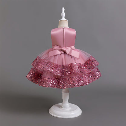 Shiny Bowknot Children's Party Dress