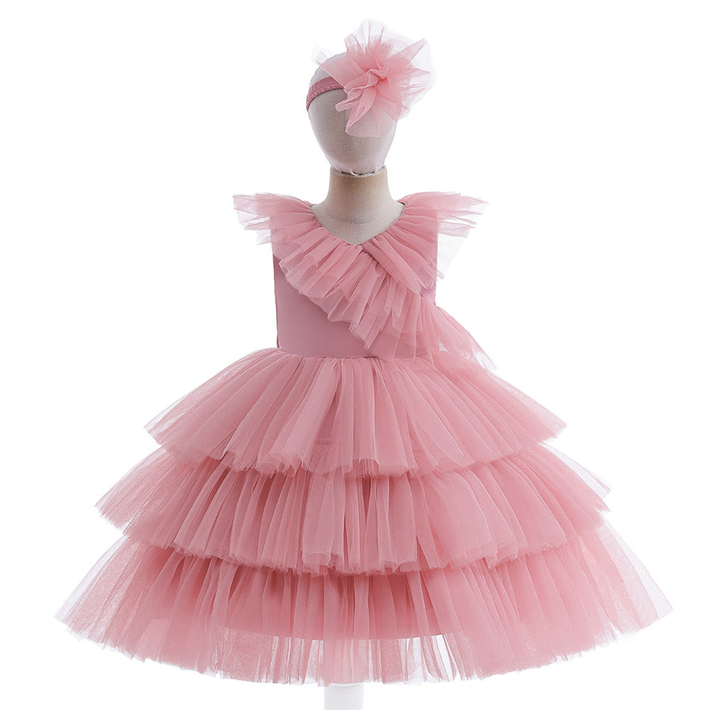 Children's Tulle Layered Bow Dress