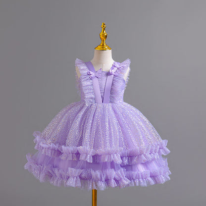 Shiny Tulle Butterfly Party Dress