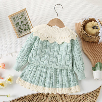 Children's Knit Set for Girls, Teddy Bear
