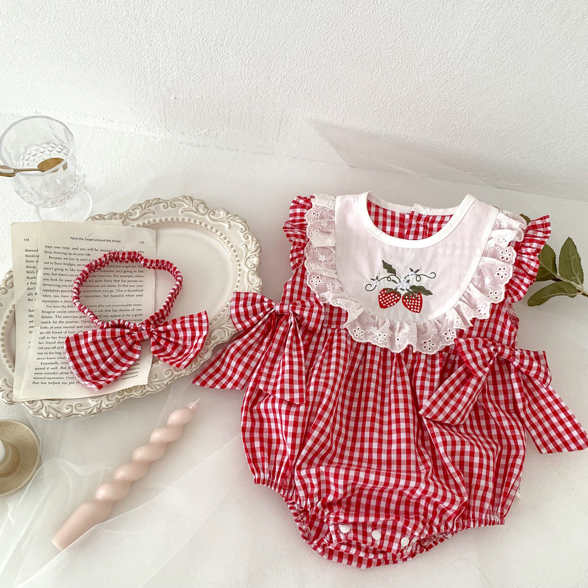 Girls' Plaid Strawberry Bodysuit