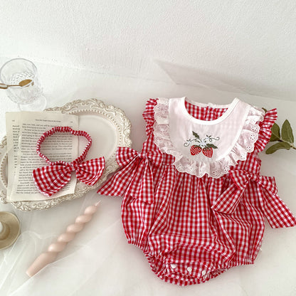 Girls' Plaid Strawberry Bodysuit